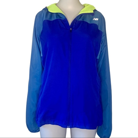 NEW BALANCE Running Jacket Lightweight Full Zip Hooded Active Windbreaker Size M - Picture 2 of 15